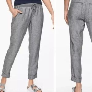 Athleta Bali Pants Gray Linen Ankle Joggers Sz 4